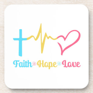 Faith Hope Love Hearts     Coaster