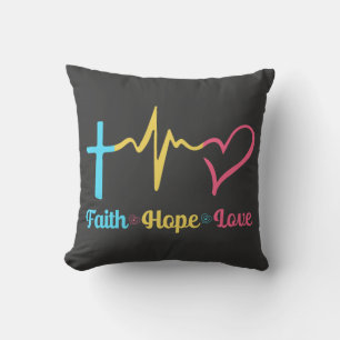 Faith Hope Love Hearts Cushion