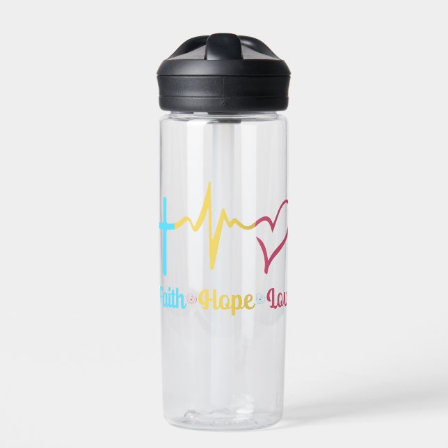 Faith Hope Love Hearts      Water Bottle (Front)