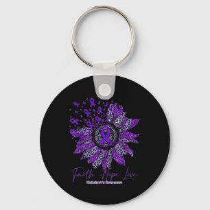 Faith Hope Love Heimerheimer Awareness Flower Purp Key Ring