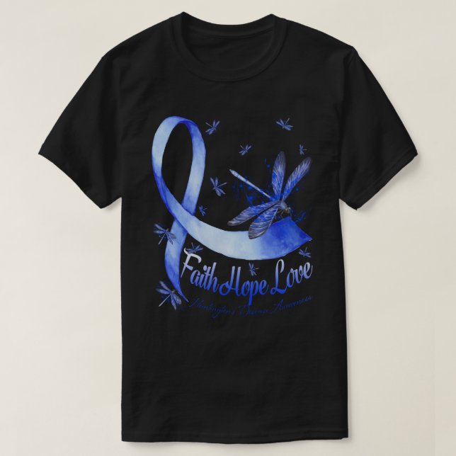 Faith Hope Love Huntington's Disease Awareness Dra T-Shirt (Design Front)