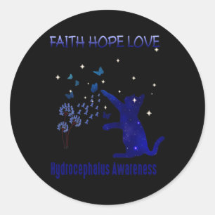 Faith Hope Love Hydrocephalus Awareness 2 Classic Round Sticker