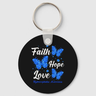 Faith Hope Love Hydrocephalus Awareness Butterfly Key Ring