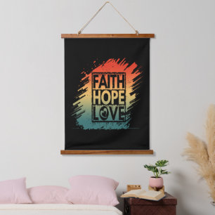 FAITH HOPE LOVE INSPIRATIONAL MOTIVATIONAL VERSE HANGING TAPESTRY