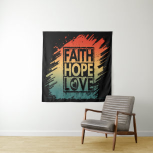 FAITH HOPE LOVE INSPIRATIONAL MOTIVATIONAL VERSE TAPESTRY