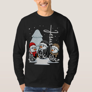 Faith Hope Love Jesus Christmas Pajama Snowman Chr T-Shirt