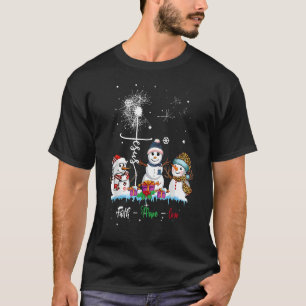 Faith Hope Love Jesus Snowman Plaid Leopard Christ T-Shirt