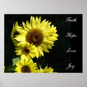 Faith Hope Love Joy art prints Sunflowers