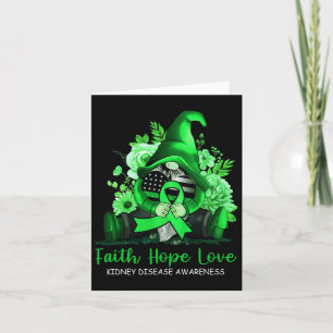 Faith Hope Love Kidney Disease Awareness Gnome Gre Card