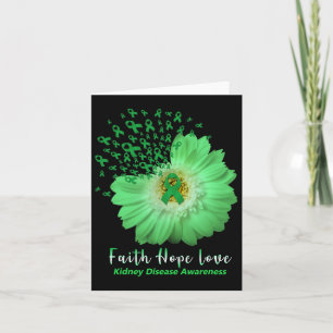 Faith Hope Love Kidney Disease Awareness Green Rib Card