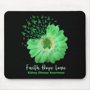 Faith Hope Love Kidney Disease Awareness Green Rib Mouse Pad