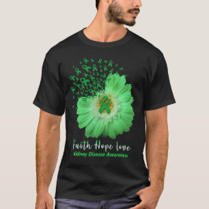 Faith Hope Love Kidney Disease Awareness Green Rib T-Shirt