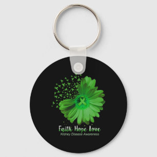 Faith Hope Love Kidney Disease Awareness Sunflower Key Ring