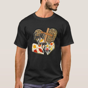 Faith Hope Love Leopard Heart Fall Vibes Autumn Le T-Shirt
