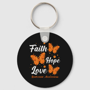 Faith Hope Love Leukaemia Awareness Butterfly Key Ring