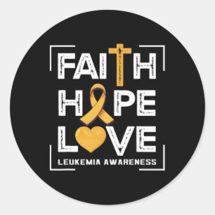 Faith Hope Love Leukaemia Awareness Classic Round Sticker