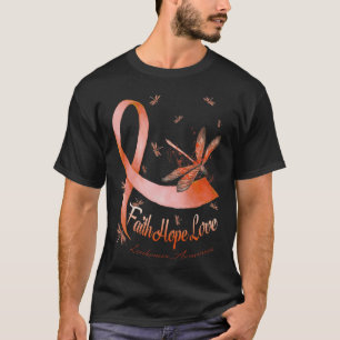 Faith Hope Love Leukaemia Awareness Dragonfly T-Shirt