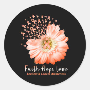 Faith Hope Love Leukaemia Awareness Orange Ribbon Classic Round Sticker