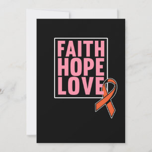 Faith Hope Love Leukaemia Awareness Orange Ribbon Thank You Card