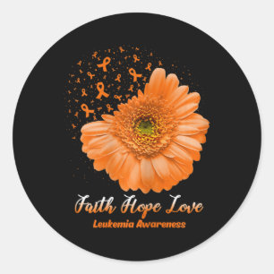 Faith Hope Love Leukemia Awareness Flower Be Stron Classic Round Sticker