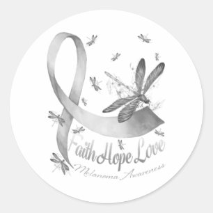 Faith Hope Love Melanoma Awareness Dragonfly Classic Round Sticker