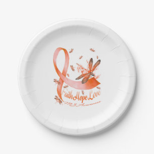 Faith Hope Love MS Awareness Dragonfly Paper Plate