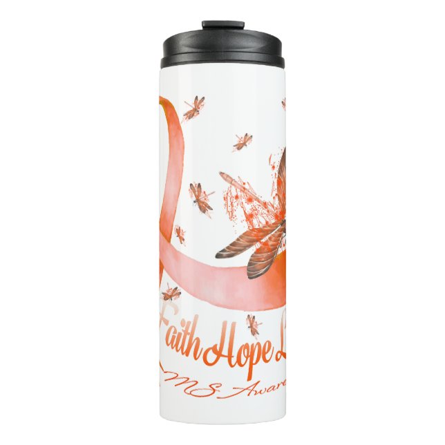 Faith Hope Love MS Awareness Dragonfly Thermal Tumbler (Front)