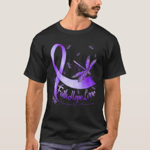 Faith Hope Love Neuropathy Awareness Dragonfly T-Shirt