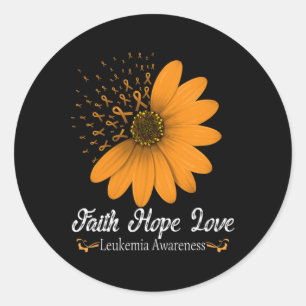 Faith Hope Love Orange Ribbon Blood Cancer Support Classic Round Sticker