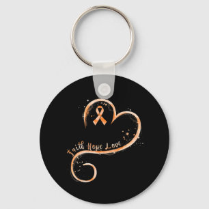 Faith Hope Love Orange Ribbon Leukaemia Awareness  Key Ring