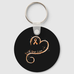 Faith Hope Love Orange Ribbon Leukaemia Awareness Key Ring
