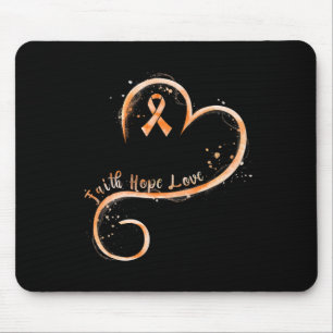 Faith Hope Love Orange Ribbon Leukaemia Awareness Mouse Pad