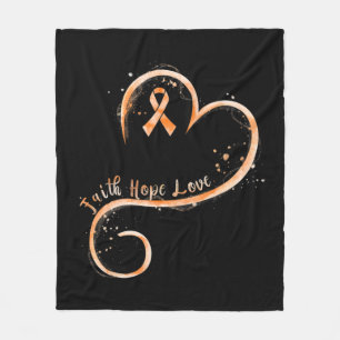 Faith Hope Love Orange Ribbon Leukemia Awareness  Fleece Blanket