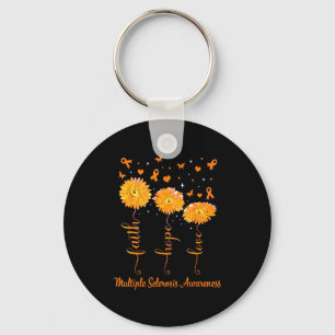 Faith Hope Love Orange Ribbon Multiple Sclerosis A Key Ring