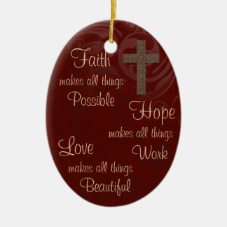 Faith Hope & Love Oval Ornament Burgundy