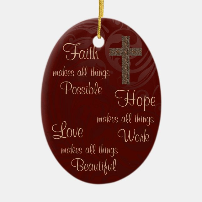Faith Hope & Love Oval Ornament Burgundy (Front)