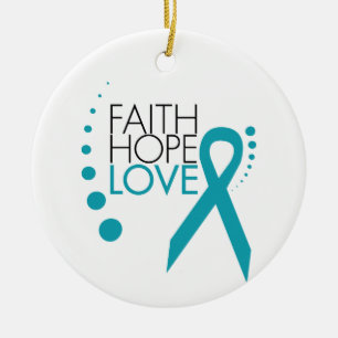 Faith, Hope, Love - Ovarian Cancer Ceramic Ornament