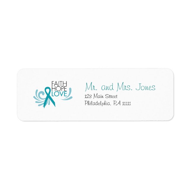 Faith, Hope, Love - Ovarian Cancer Return Address Label (Front)