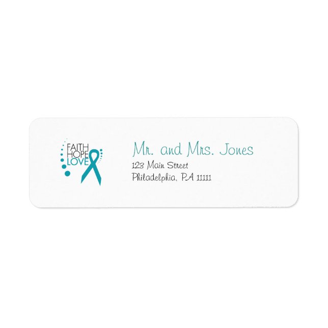 Faith, Hope, Love - Ovarian Cancer Return Address Label (Front)