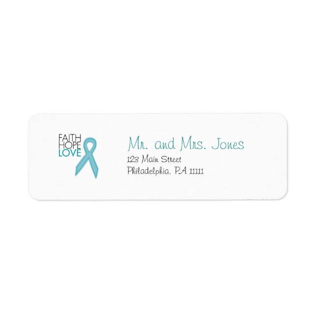 Faith, Hope, Love - Ovarian Cancer Return Address Label (Front)