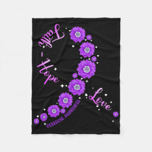 Faith Hope Love Overdose Awareness Ribbon Flower W Fleece Blanket