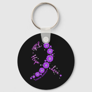 Faith Hope Love Overdose Awareness Ribbon Flower W Key Ring