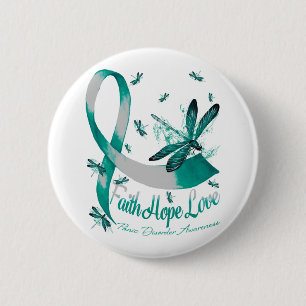 Faith Hope Love Panic Disorder Awareness Dragonfly 6 Cm Round Badge