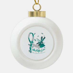 Faith Hope Love Panic Disorder Awareness Dragonfly Ceramic Ball Christmas Ornament