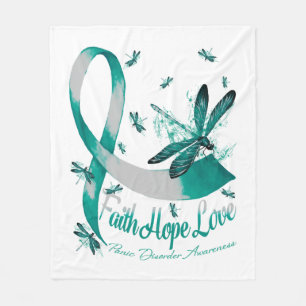 Faith Hope Love Panic Disorder Awareness Dragonfly Fleece Blanket