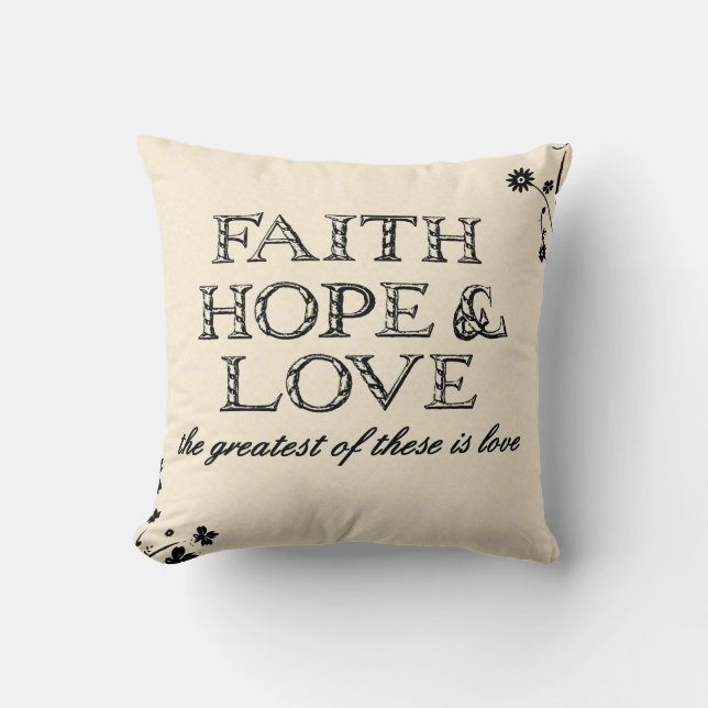 Faith, Hope & Love Parchment Cushion (Front)