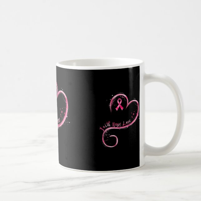 Faith Hope Love Pink Ribbon Breast Cancer Awarenes Coffee Mug (Right)