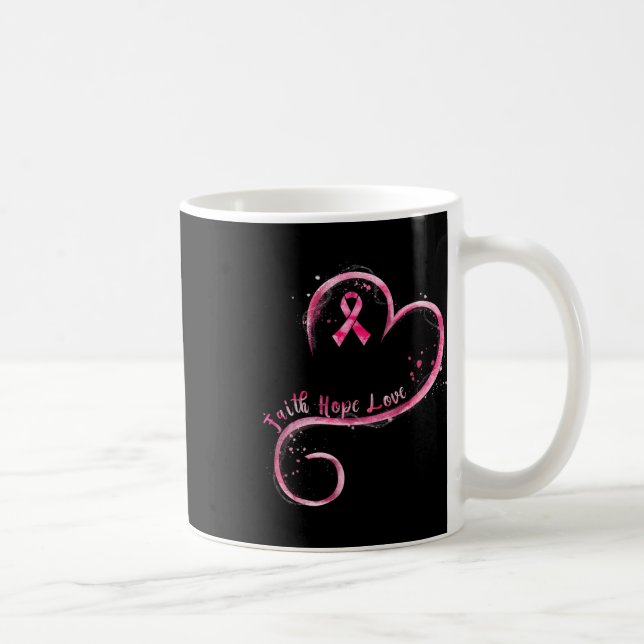 Faith Hope Love Pink Ribbon Breast Cancer Awarenes Coffee Mug (Right)
