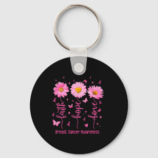Faith Hope Love Pink Ribbon Breast Cancer Awarenes Key Ring