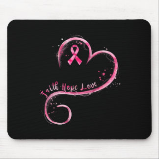 Faith Hope Love Pink Ribbon Breast Cancer Awarenes Mouse Pad